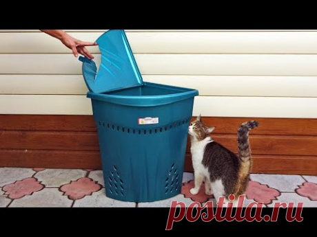 Потрясающая поделка для сада из сломанной пластиковой корзины
