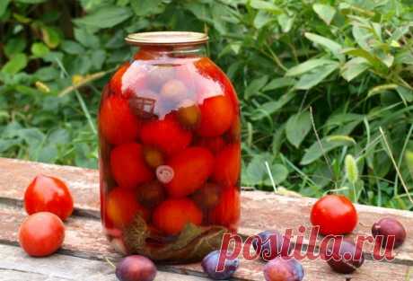Помидоры со сливами маринованные.