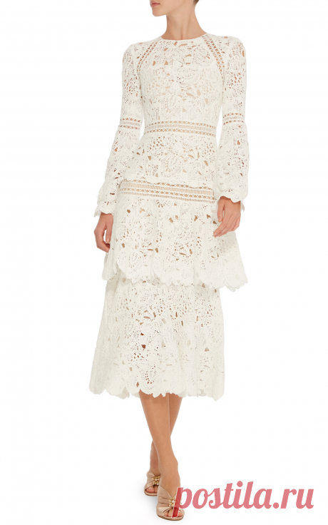 Long Sleeve Tiered Dress by Oscar de la Renta | Moda Operandi
