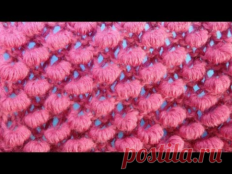 Начинаем вязать – Видео уроки вязания » Божественная красота! Узор “ПУПЫРЫШКИ” Узор спицами №41