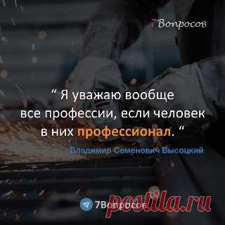 7Вопросов “ Я уважаю вообще все профессии, если человек в них профессионал. “ © Владимир Семенович Высоцкий