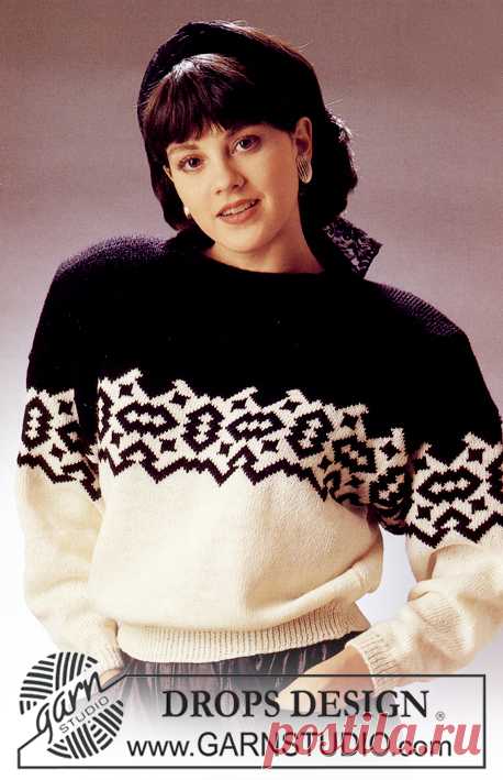 DROPS 9-22 - DROPS black and white jumper in “Alpaca”. Ladies and men’s sizes S-L. - Free pattern by DROPS Design
