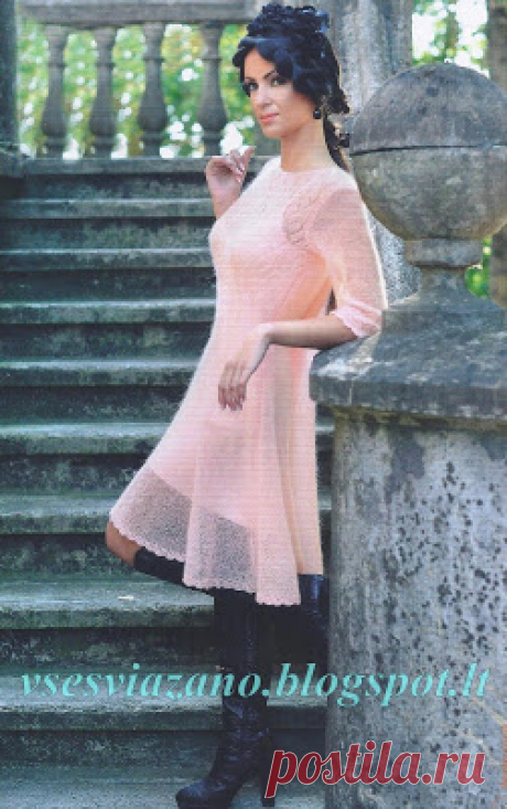 ВСЕ СВЯЗАНО. ROSOMAHA.: Платье из кидмохера &quot;Нежный персик&quot;
