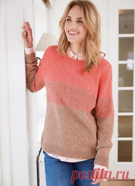 Двухцветный джемпер спицами