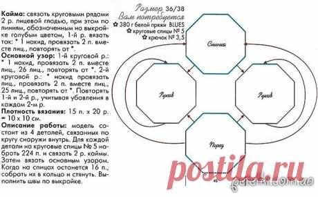 Шикарная белая блуза спицами. Описание вязания, выкройка