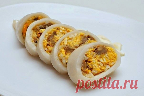 Шустрый повар.: Кальмары, фаршированные яйцом и грибами