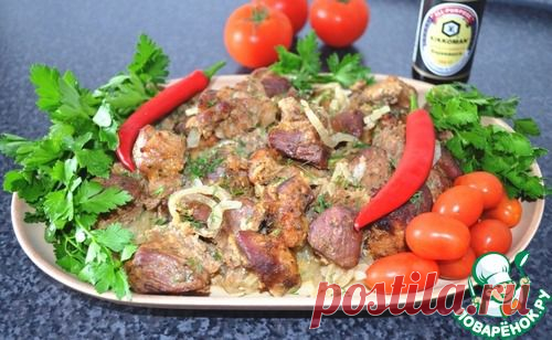 Шашлык в духовке на луковой "подушке" - кулинарный рецепт