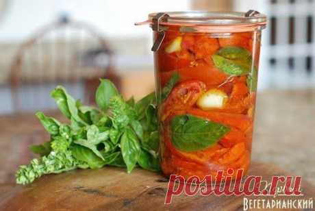 Вяленые помидоры с базиликом - ароматная вкуснятина!