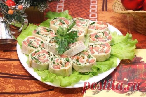 Рулетики из лаваша с красной рыбой – Рецепт с фото. Рецепты. Новогодние рецепты 2017. Новогодние закуски