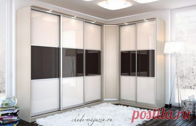 Угловой шкаф-купе в гостиную фасады стекло купить по цене 75 000 руб. в Москве — интернет магазин chudo-magazin.ru