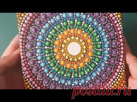 Как рисовать мандалы с акриловыми красками # 16 - Пуантилизм шаг за шагом с кистью