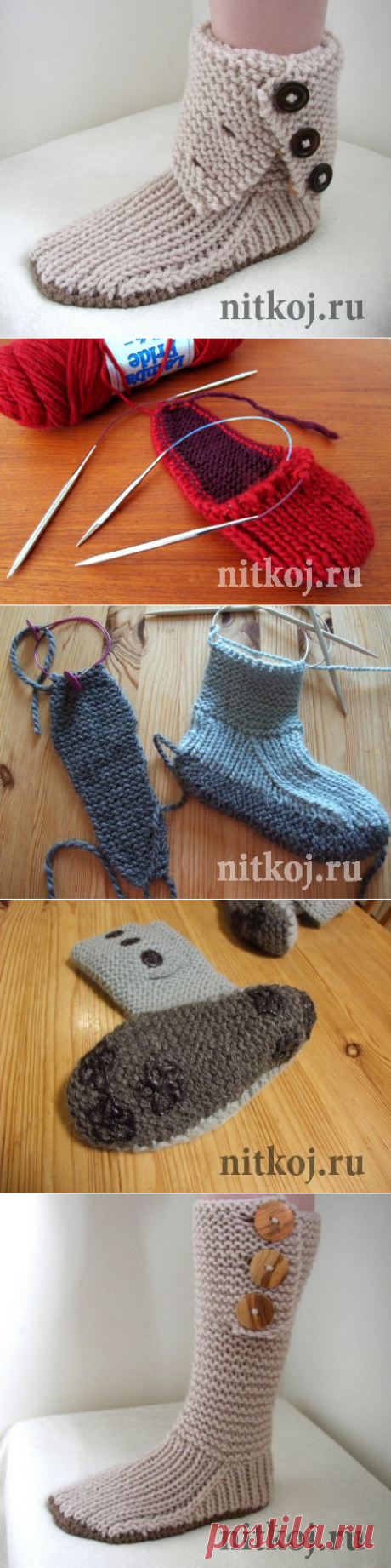 Сапожки-тапочки спицами Prairie Boots &amp;raquo; Ниткой - вязаные вещи для вашего дома, вязание крючком, вязание спицами, схемы вязания