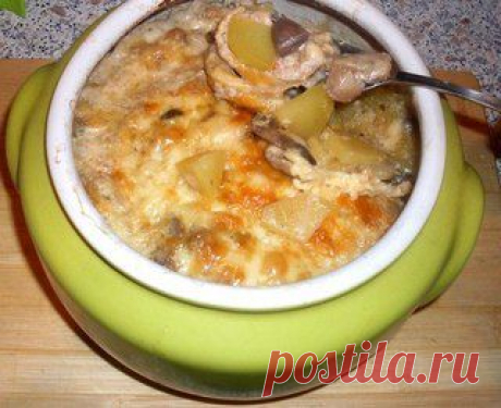 Жаркое из сердечек с грибами в горшочке или очень быстрый вкусный ужин - Простые рецепты Овкусе.ру