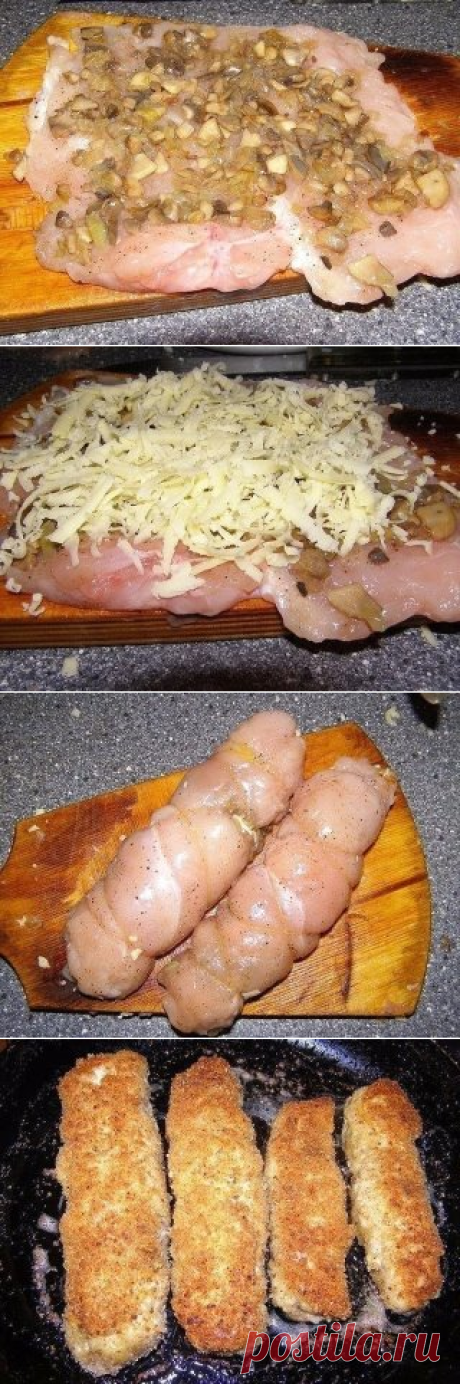 "Куриные рулетики с грибами и сыром в сметанном соусе"