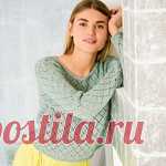 Короткий джемпер с узором из ажурных ромбов