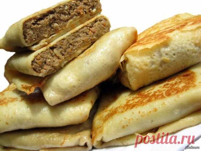 Блинчики с печенью — очень вкусное и сытное блюдо! Дети едят с...