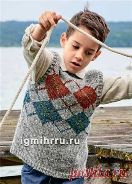 Шерстяной жилет с ромбами