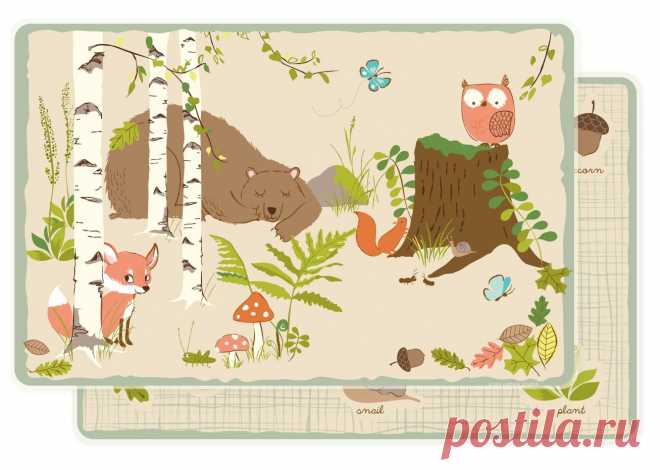 PLACEMAT for kids forest animal placemat woodland scene | Etsy