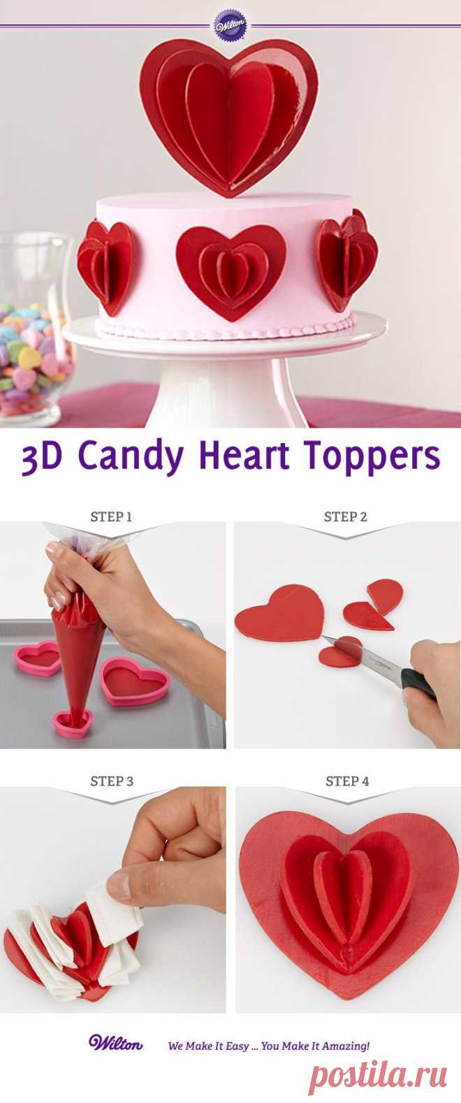 Learn how to create 3D Candy Melt Heart Toppers | Cakes & Cupcakes De…