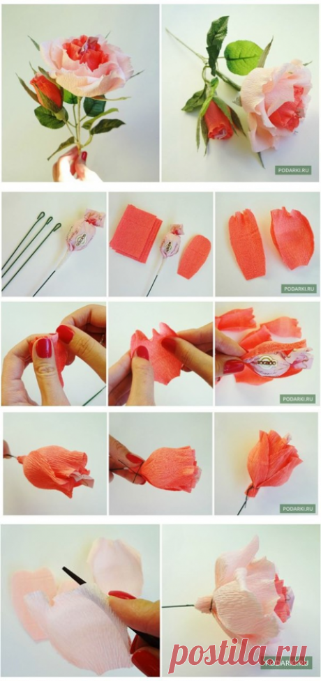 Роза из гофрированной бумаги — Сделай сам, идеи для творчества - DIY Ideas