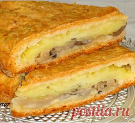 Пирог с начинкой из картофеля и грибов, пошаговый рецепт с фото