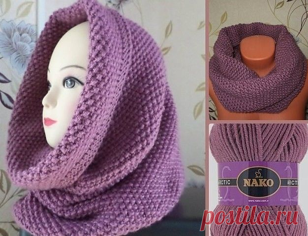 Снуд спицами жемчужным узором — DIYIdeas