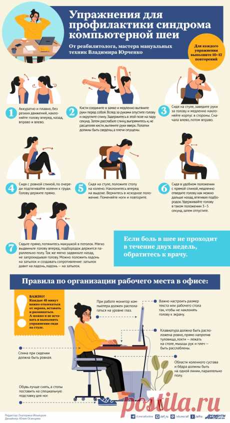 7 упражнений против синдрома компьютерной шеи. Инфографика | Аргументы и Факты