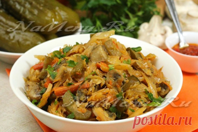 Постная солянка с грибами и капустой, рецепт