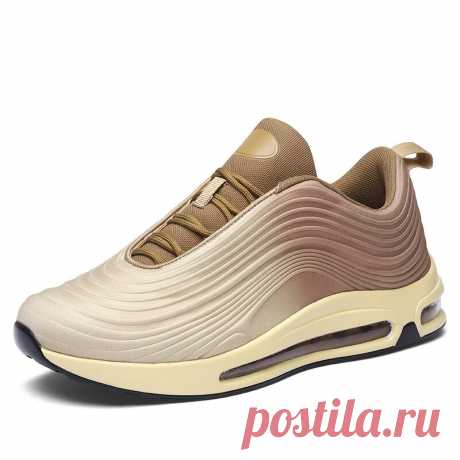 Men Ripple Pattern Breathable Fabric Comfy Air cushioned Sport Running Shoes - US$41.39