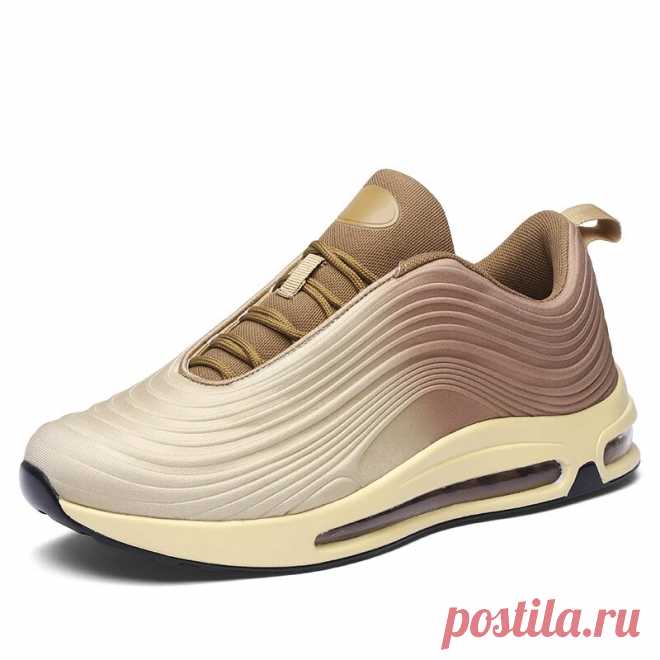 Men Ripple Pattern Breathable Fabric Comfy Air cushioned Sport Running Shoes - US$41.39