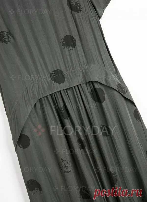 Повседневное Миди Платья в горошек с короткыми рукавами - Floryday