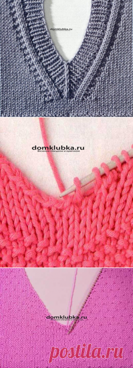 Учимся вязать V-образную форму выреза