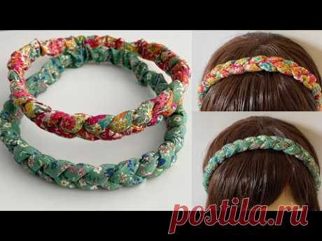 DIY Beautiful Wide Elastic Chunky Braided Headband  | How to Make 3 strand Plait Fabric Hairband