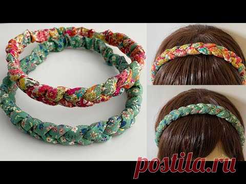 DIY Beautiful Wide Elastic Chunky Braided Headband  | How to Make 3 strand Plait Fabric Hairband