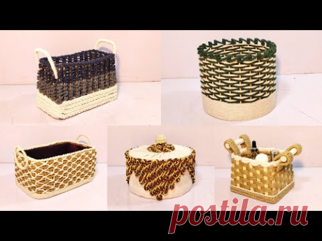 5 Different ideas of Rope Storage Basket |Diy Rope Basket |Diy Storage Organizer | Hamna Nadeem