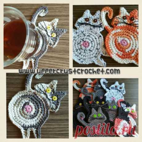 Peeking Cat Butt Coaster – Upper Crust Crochet