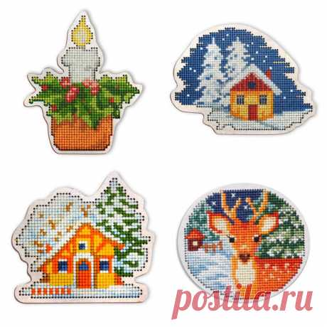 Магниты от РТО 🎄 В составе набора вышивки крестиком перфорированная форма и магнитная форма с клеевым слоем.