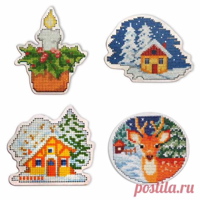 Магниты от РТО 🎄 В составе набора вышивки крестиком перфорированная форма и магнитная форма с клеевым слоем.