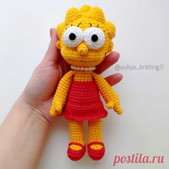 PDF Лиза Симпсон крючком. FREE crochet pattern; Аmigurumi doll patterns. Амигуруми схемы и описания на русском. Вязаные игрушки и поделки своими руками #amimore - кукла, куколка, девочка, Симпсоны, The Simpsons.