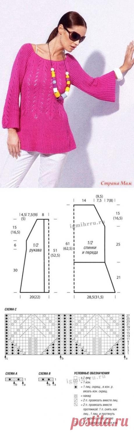 Туника с расклешенными рукавами - Вязание спицами - Страна Мам