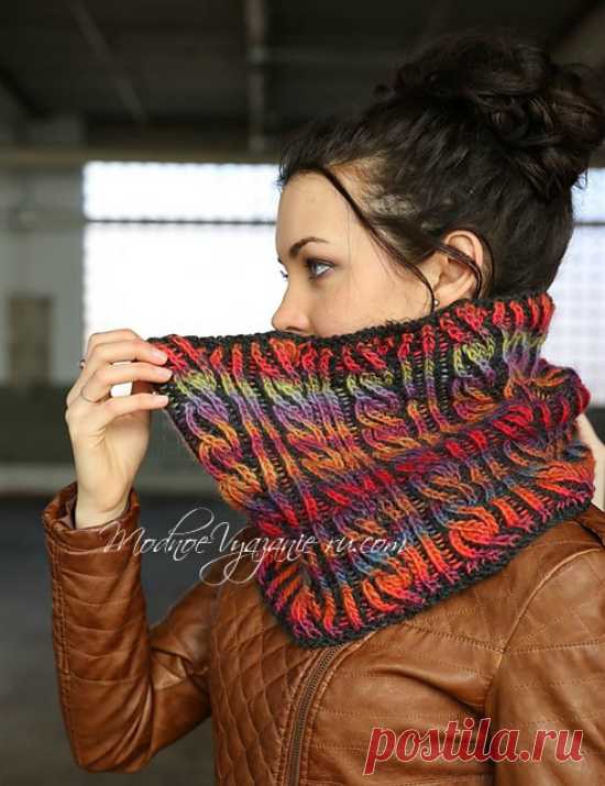Снуд в технике бриош с косами - Modnoe Vyazanie ru.com