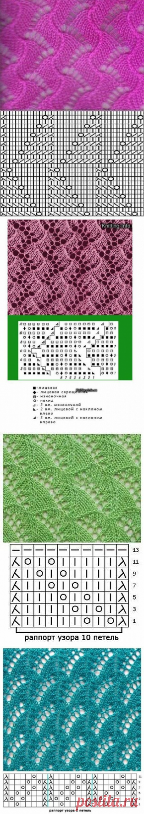 Ажурные узоры спицами в копилку