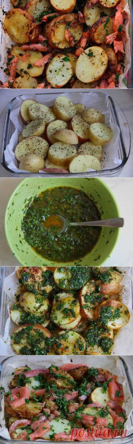 Картошечка по-деревенски с красной рыбкой | Банк кулинарных рецептов