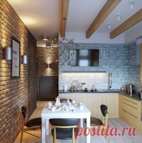 Великолепные интерьер маленькой кухни в стиле лофт