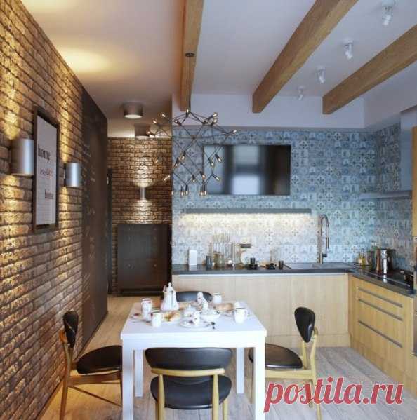 Великолепные интерьер маленькой кухни в стиле лофт