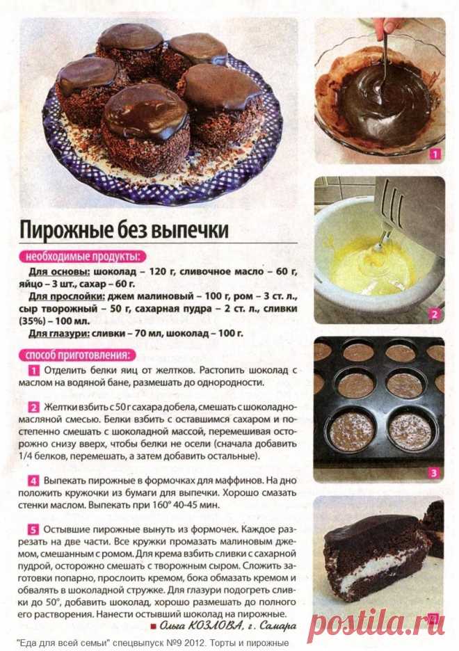 Пирожные без выпечки