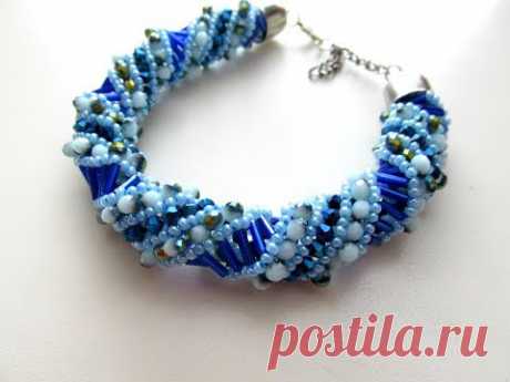 Beautiful bundle of beads. Tutorial beading.Spiral Stitch on a Right Angle weave Bracelet