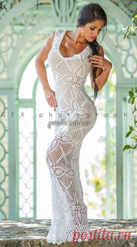 ШИКАРНОЕ ПЛАТЬЕ КРЮЧКОМ ИЗ КВАДРАТНЫХ МОТИВОВ ОТ EMMA O.