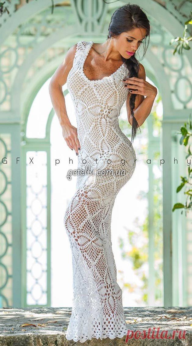 ШИКАРНОЕ ПЛАТЬЕ КРЮЧКОМ ИЗ КВАДРАТНЫХ МОТИВОВ ОТ EMMA O.