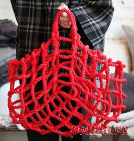 Сумка из веревок Модная одежда и дизайн интерьера своими руками